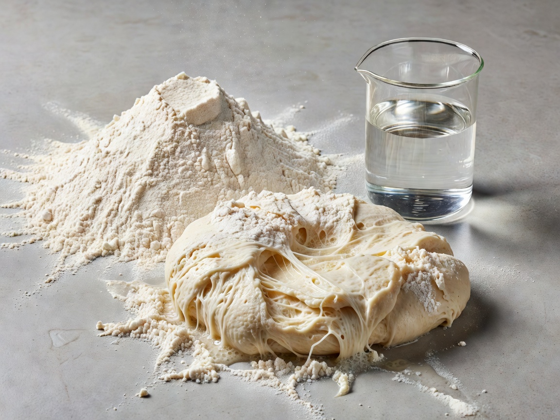 Flour and water ingredients illustrating dough hydration chemistry
